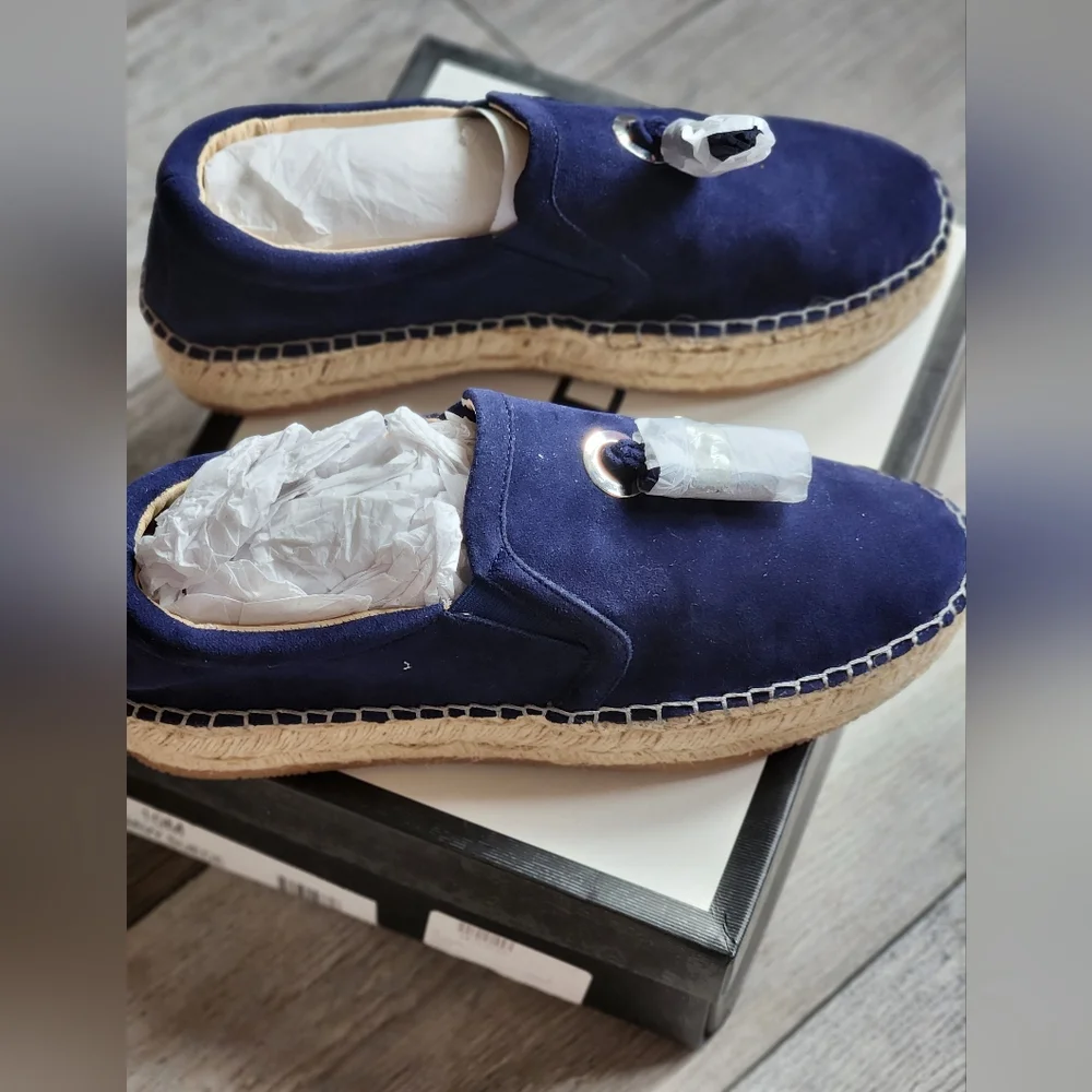 J/SLIDES NYC NAVY SUEDE ROSA SLIDES